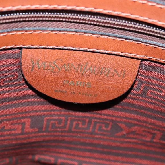 SAINT LAURENT Boston Bag Canvas Leather Brown Auth bs19295 - Picture 10 of 16